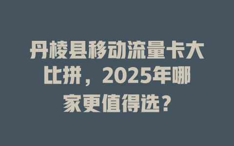 丹棱县移动流量卡大比拼，2025年哪家更值得选？