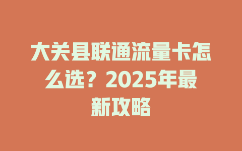 大关县联通流量卡怎么选？2025年最新攻略