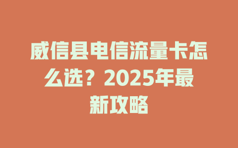 威信县电信流量卡怎么选？2025年最新攻略