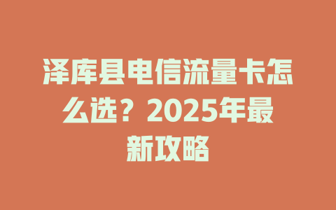 泽库县电信流量卡怎么选？2025年最新攻略