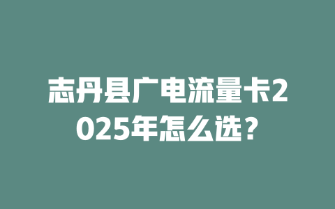志丹县广电流量卡2025年怎么选？