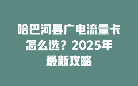 哈巴河县广电流量卡怎么选？2025年最新攻略
