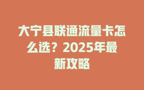 大宁县联通流量卡怎么选？2025年最新攻略