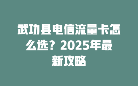 武功县电信流量卡怎么选？2025年最新攻略