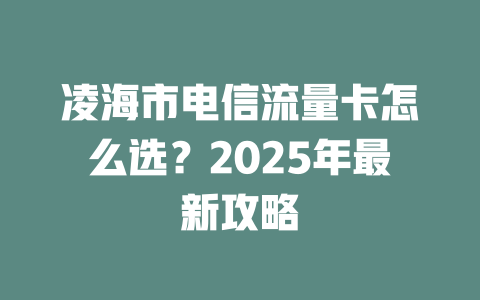 凌海市电信流量卡怎么选？2025年最新攻略