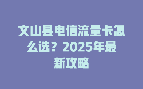 文山县电信流量卡怎么选？2025年最新攻略