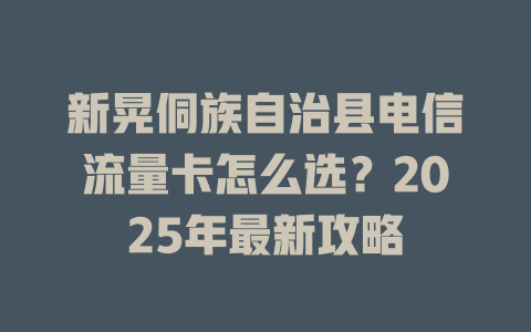 新晃侗族自治县电信流量卡怎么选？2025年最新攻略