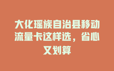 大化瑶族自治县移动流量卡这样选，省心又划算