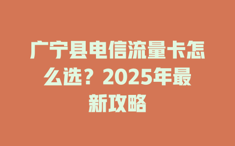 广宁县电信流量卡怎么选？2025年最新攻略