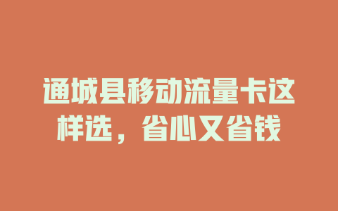 通城县移动流量卡这样选，省心又省钱