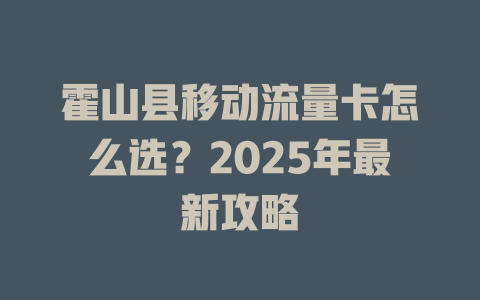 霍山县移动流量卡怎么选？2025年最新攻略