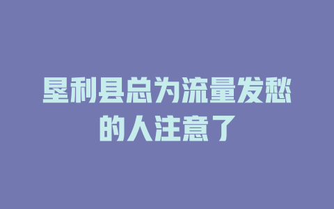 垦利县总为流量发愁的人注意了