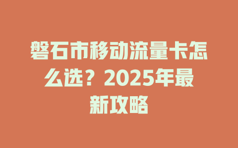 磐石市移动流量卡怎么选？2025年最新攻略