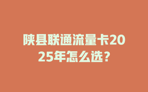 陕县联通流量卡2025年怎么选？