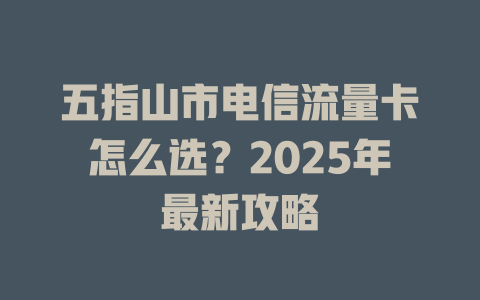 五指山市电信流量卡怎么选？2025年最新攻略
