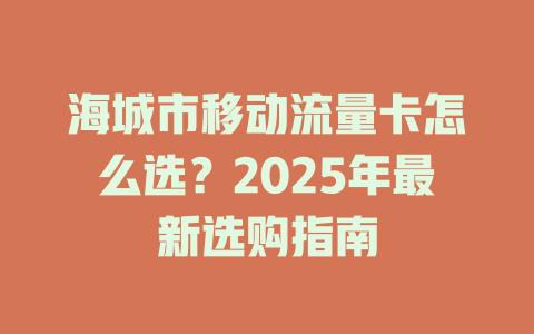 海城市移动流量卡怎么选？2025年最新选购指南
