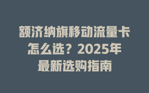 额济纳旗移动流量卡怎么选？2025年最新选购指南