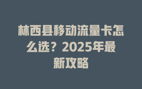 林西县移动流量卡怎么选？2025年最新攻略