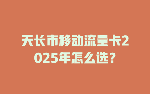 天长市移动流量卡2025年怎么选？