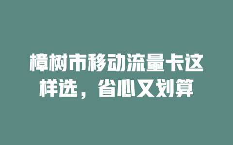 樟树市移动流量卡这样选，省心又划算
