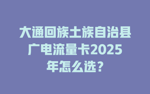 大通回族土族自治县广电流量卡2025年怎么选？