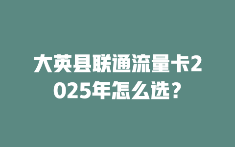 大英县联通流量卡2025年怎么选？