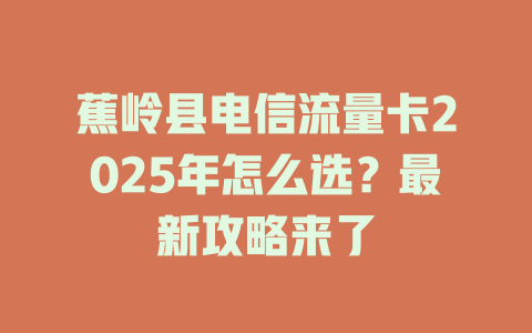 蕉岭县电信流量卡2025年怎么选？最新攻略来了