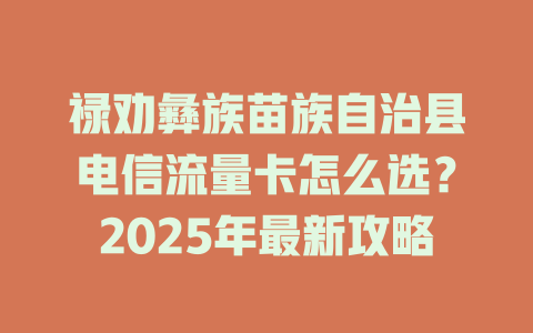 禄劝彝族苗族自治县电信流量卡怎么选？2025年最新攻略