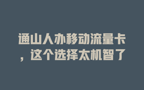 通山人办移动流量卡，这个选择太机智了