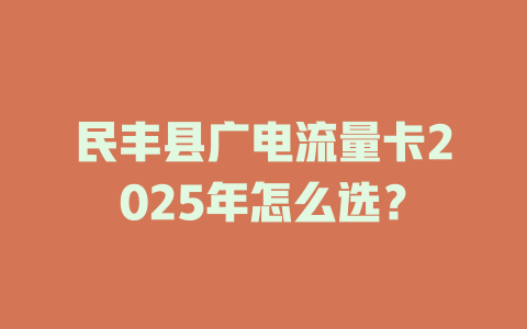 民丰县广电流量卡2025年怎么选？