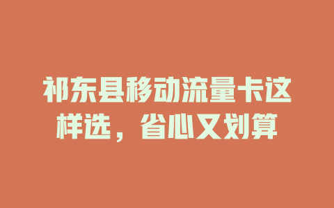 祁东县移动流量卡这样选，省心又划算