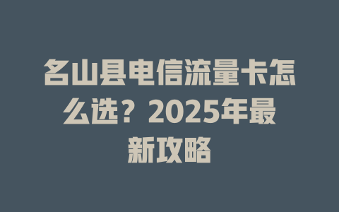 名山县电信流量卡怎么选？2025年最新攻略