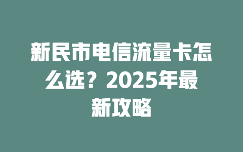 新民市电信流量卡怎么选？2025年最新攻略