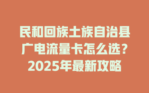民和回族土族自治县广电流量卡怎么选？2025年最新攻略