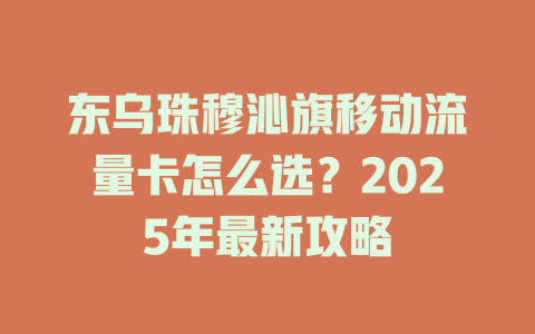 东乌珠穆沁旗移动流量卡怎么选？2025年最新攻略