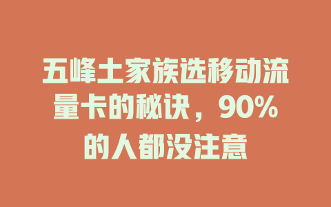 五峰土家族选移动流量卡的秘诀，90%的人都没注意