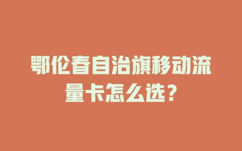 鄂伦春自治旗移动流量卡怎么选？