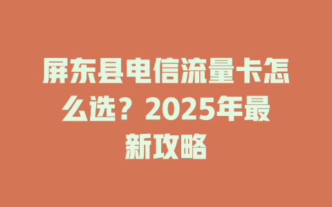 屏东县电信流量卡怎么选？2025年最新攻略