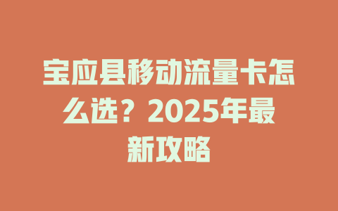 宝应县移动流量卡怎么选？2025年最新攻略
