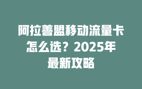 阿拉善盟移动流量卡怎么选？2025年最新攻略