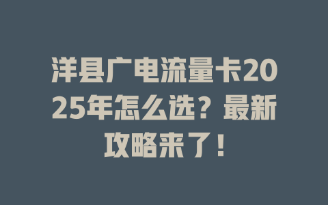 洋县广电流量卡2025年怎么选？最新攻略来了！