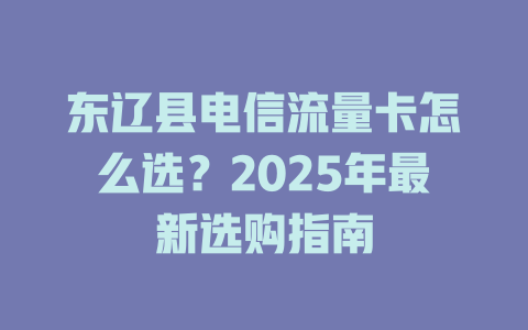 东辽县电信流量卡怎么选？2025年最新选购指南