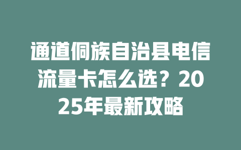 通道侗族自治县电信流量卡怎么选？2025年最新攻略