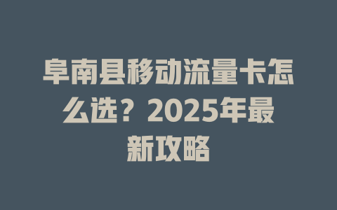 阜南县移动流量卡怎么选？2025年最新攻略