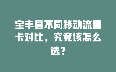 宝丰县不同移动流量卡对比，究竟该怎么选？