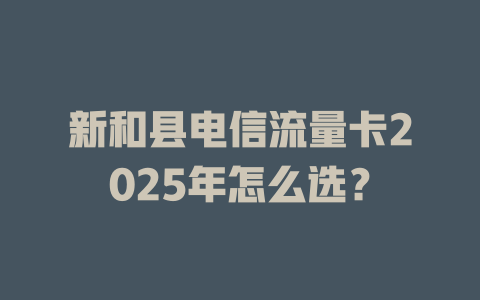 新和县电信流量卡2025年怎么选？