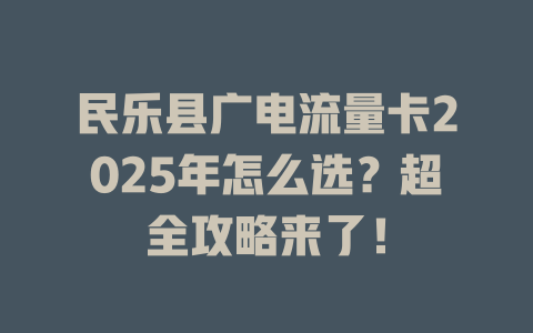 民乐县广电流量卡2025年怎么选？超全攻略来了！