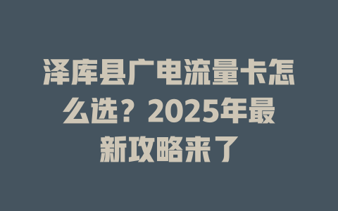 泽库县广电流量卡怎么选？2025年最新攻略来了