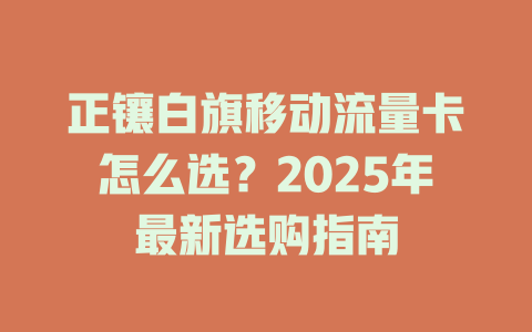 正镶白旗移动流量卡怎么选？2025年最新选购指南