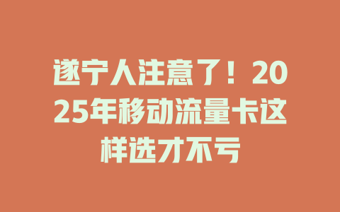 遂宁人注意了！2025年移动流量卡这样选才不亏